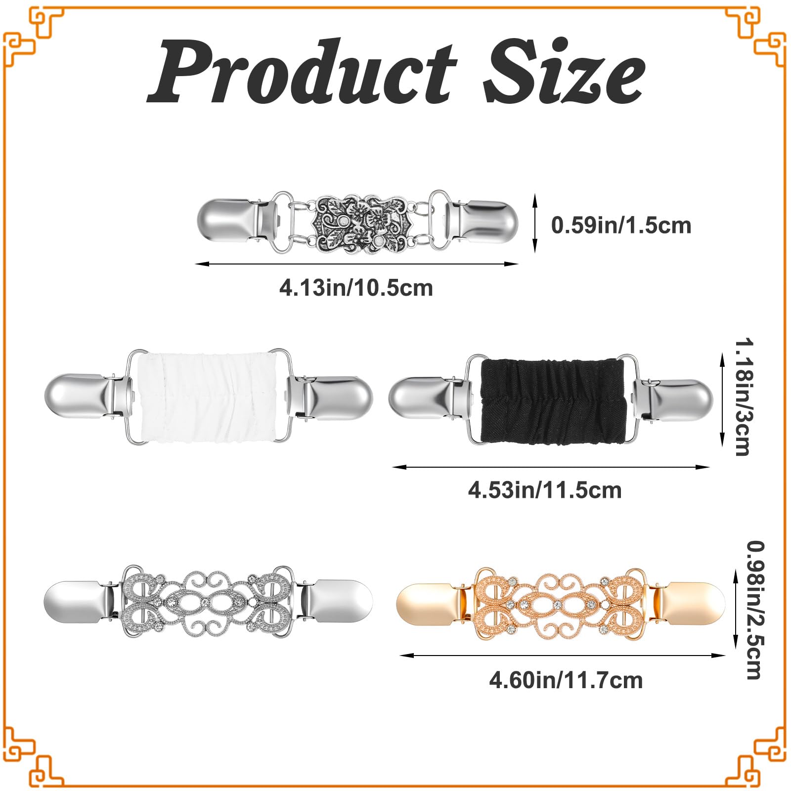 Gjinxi 5 szt. klipsów Cincher Vintage Klipsy do swetrów Modne Klipsy do szala Vintage Klipsy do sukienki Tył Cincher Szalik Kardigan Kołnierz Broszki Pasuje do spodni Zwężający pasek do ubioru