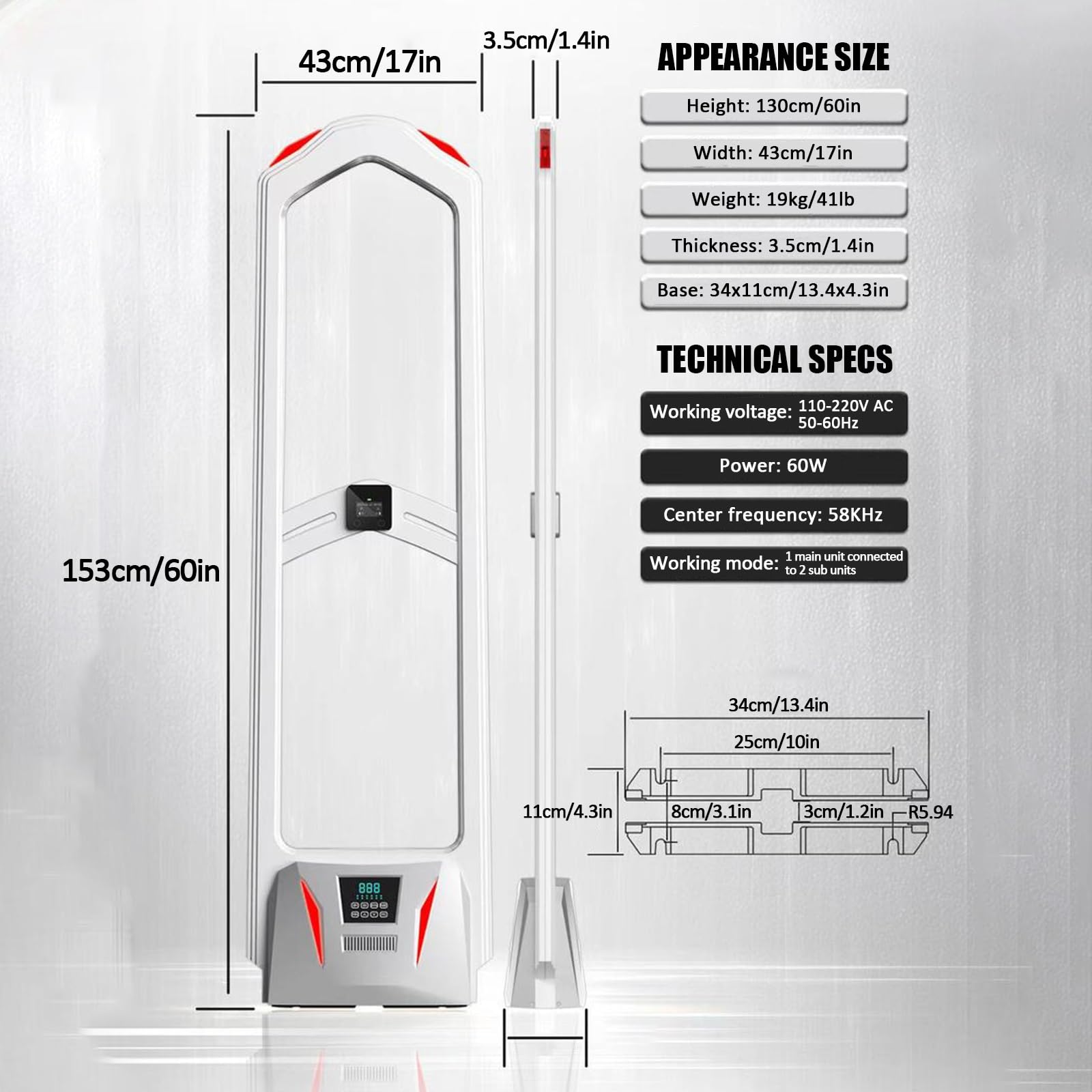 Equipo antirrobo al por menor, torre de seguridad al por menor, alarma de luz de sonido, doble voltaje 220-110 V, prevención de robo AM 58 Khz, sistemas de seguridad EAS, para supermercados
