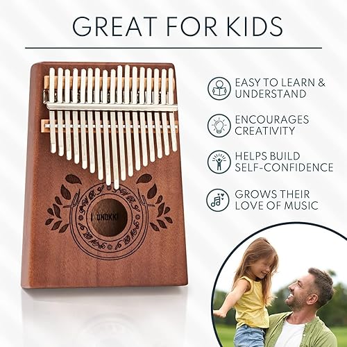 Miniatura 6 de Piano de Pulgar Kalimba de 17 Teclas - Instrumento de Percusión Portátil Compacto - Relleno de Medias Navideñas y Regalos Musicales - Apto