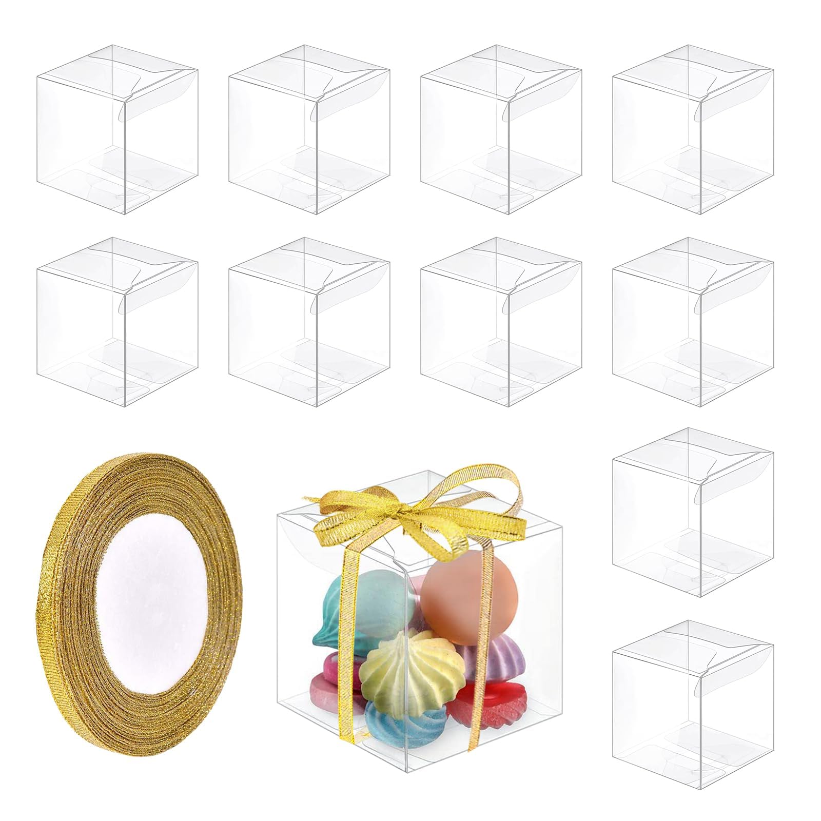 Transparente Geschenkbox, 50 Stück Geschenkbox Durchsichtig