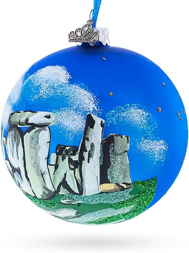 Miniatura 3 de Stonehenge, Reino Unido Bola de Vidrio Adorno de Navidad 4 Pulgadas