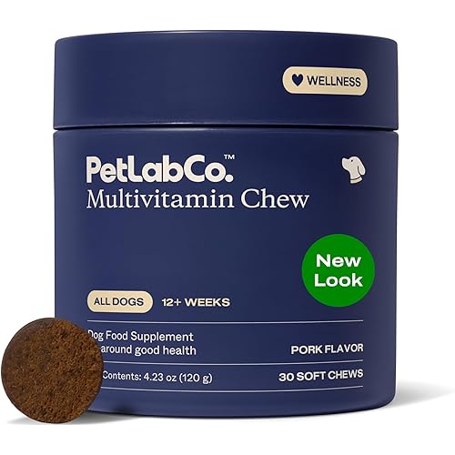 PetLab Co. 22 in 1 Dog Multivitamin - Support Dog's Immune Response, Skin, Coat, Joints & Overall Health - Vitamins A, E, D, B12, Minerals, Antioxidants - Chewable Pork Flavor - Packaging May Vary