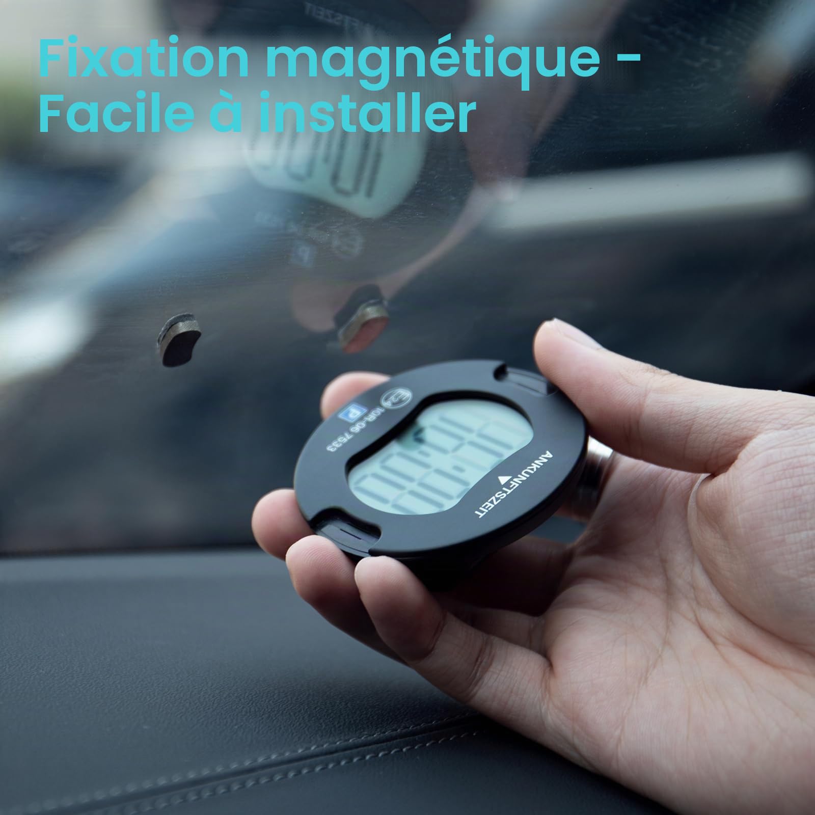 PT01 – Disque de Stationnement Électronique Certifié Zone Bleue pour Voiture, Disque Stationnement Automatique, Horloge Digitale avec Double Écran et Mode Nuit (Noir)