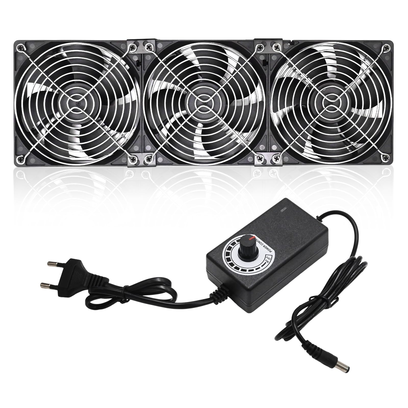 Hoypeyfiy Juego de 3 ventiladores de PC de 120 mm con regulación de velocidad, ventilador axial de 12 V/220 V con doble rodamiento de bolas y carcasa PBT, ventilador silencioso para ordenador de PC