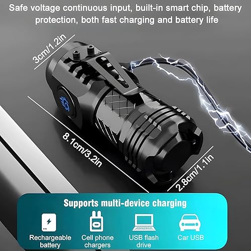 Miniatura 5 de Mini linterna monstruo de tres ojos de alto lúmenes alimentada por batería, potente linterna de luz negra, mini linterna LED súper brillante,