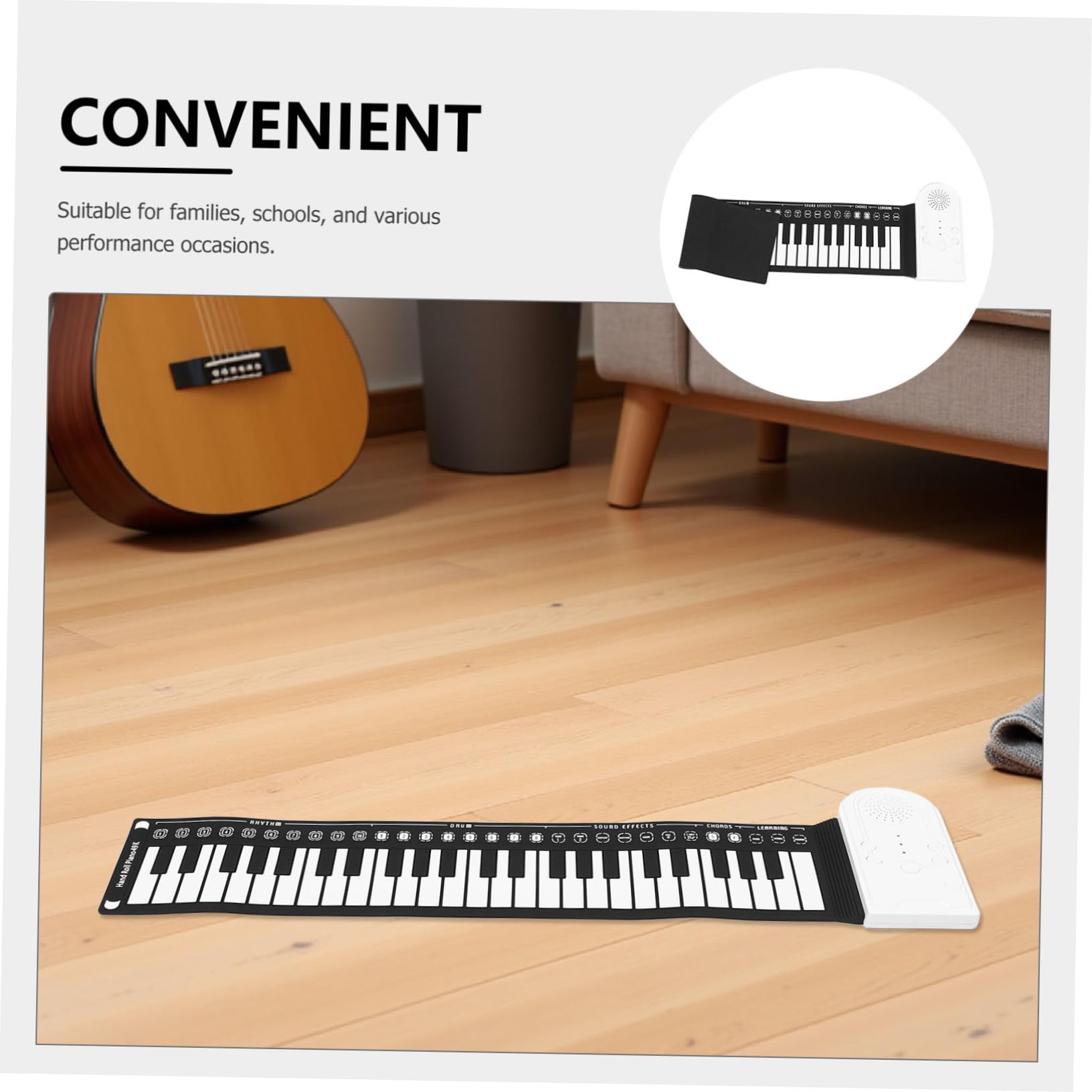 Pianoforte Principianti Arrotolabile in Tasti Silicone per 49 | Portatile e Pieghevole, Uso per Lezioni e Performance Musicali, Sensazione di Esecuzione Realistica