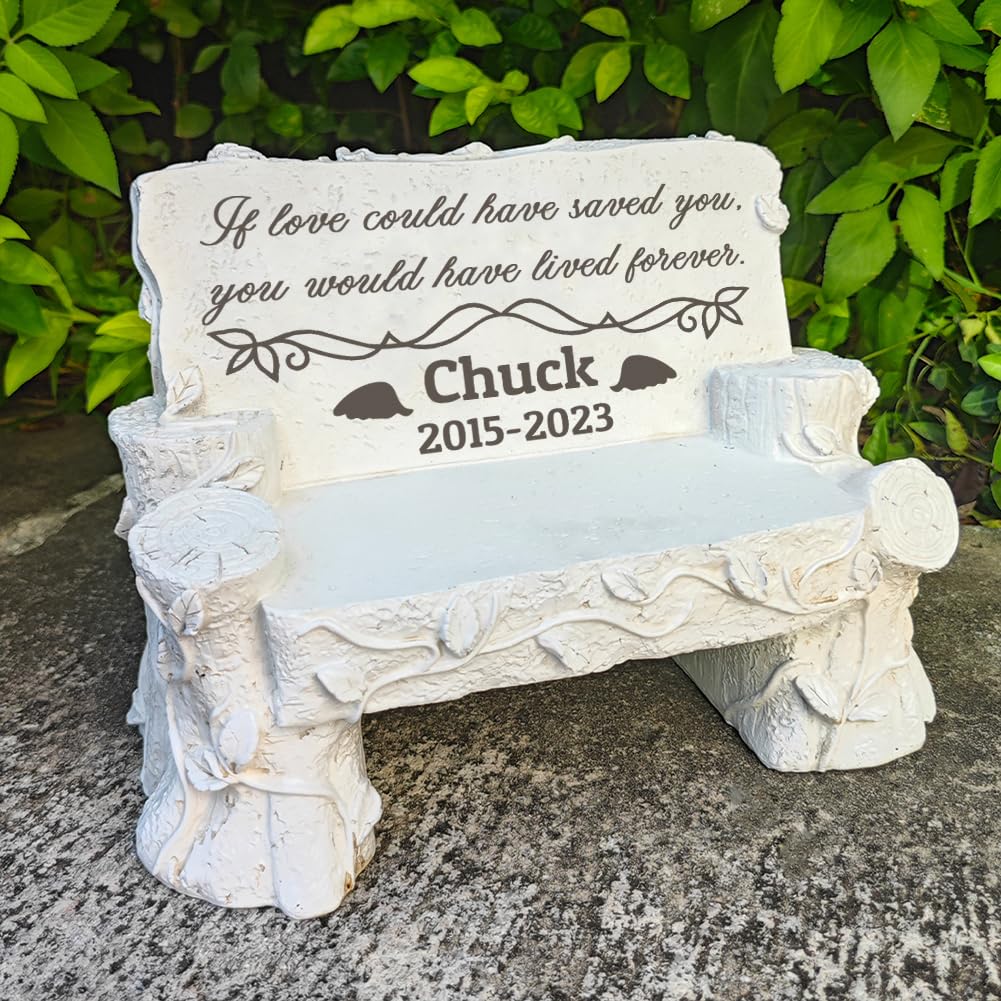 mildahjoy Personalized Memorial Bench for Pet Human, Custom Pet Memorial Stone with Colorful Photo, Pet Grave Marker Dog Headstone Cat Tombstone, Loss of Pet Gifts, Memorial Garden Plaque