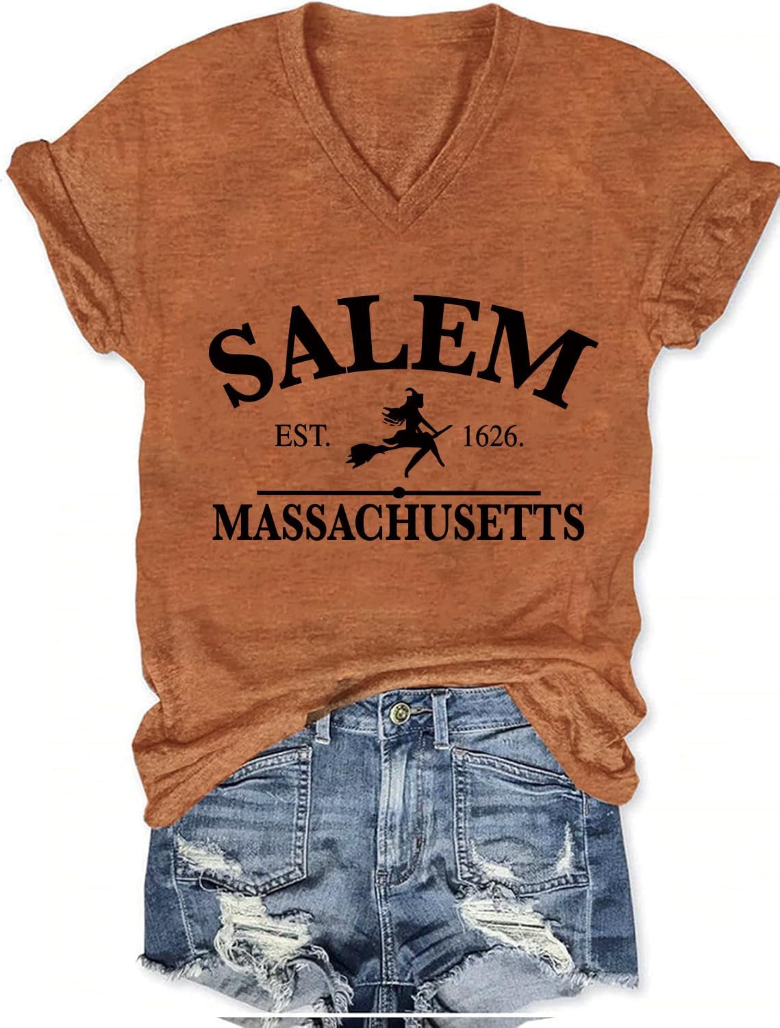 Halloween V Neck Shirts for Women Fall Pumpkin Short Sleeve T-Shirts Funny Thanksgiving Graphic Tees