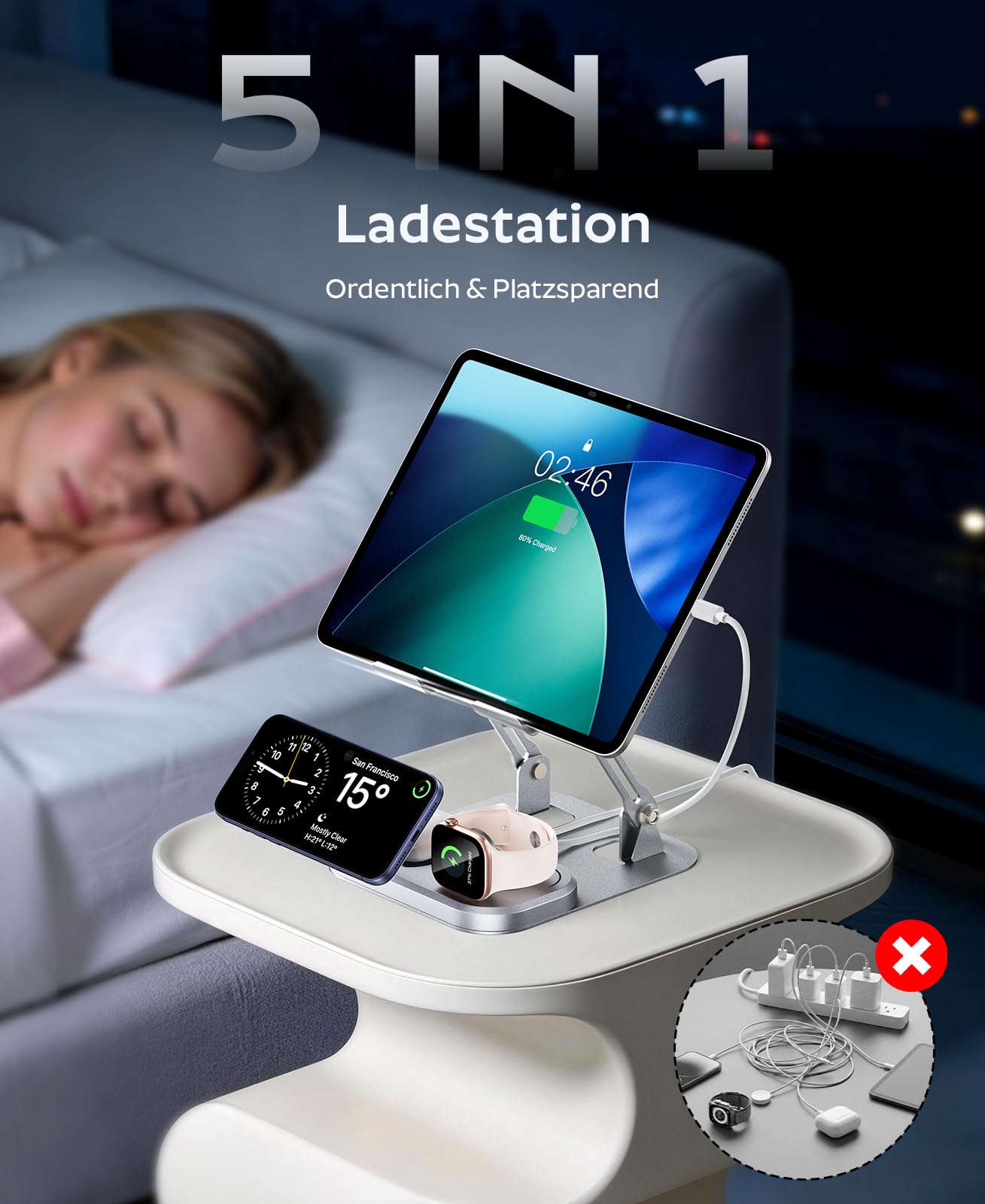 Meifigno Station de charge inductive 5 en 1 avec USB-C 30 W pour appareils