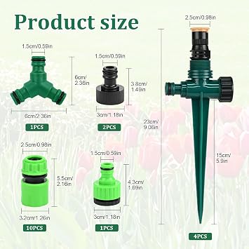 18 Pcs Multifunctional Garden Sprinkler Set, 360° Rotating Garden Sprinkler for Plants, Lawns, Gardens, Patios, and Greenhouses (Green)