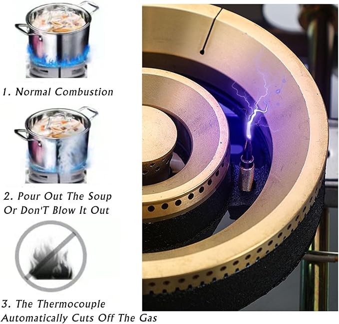 Estufa de Gas de 1 Puesto con Encendido Piezoeléctrico y Protección de Apagado miniatura 8