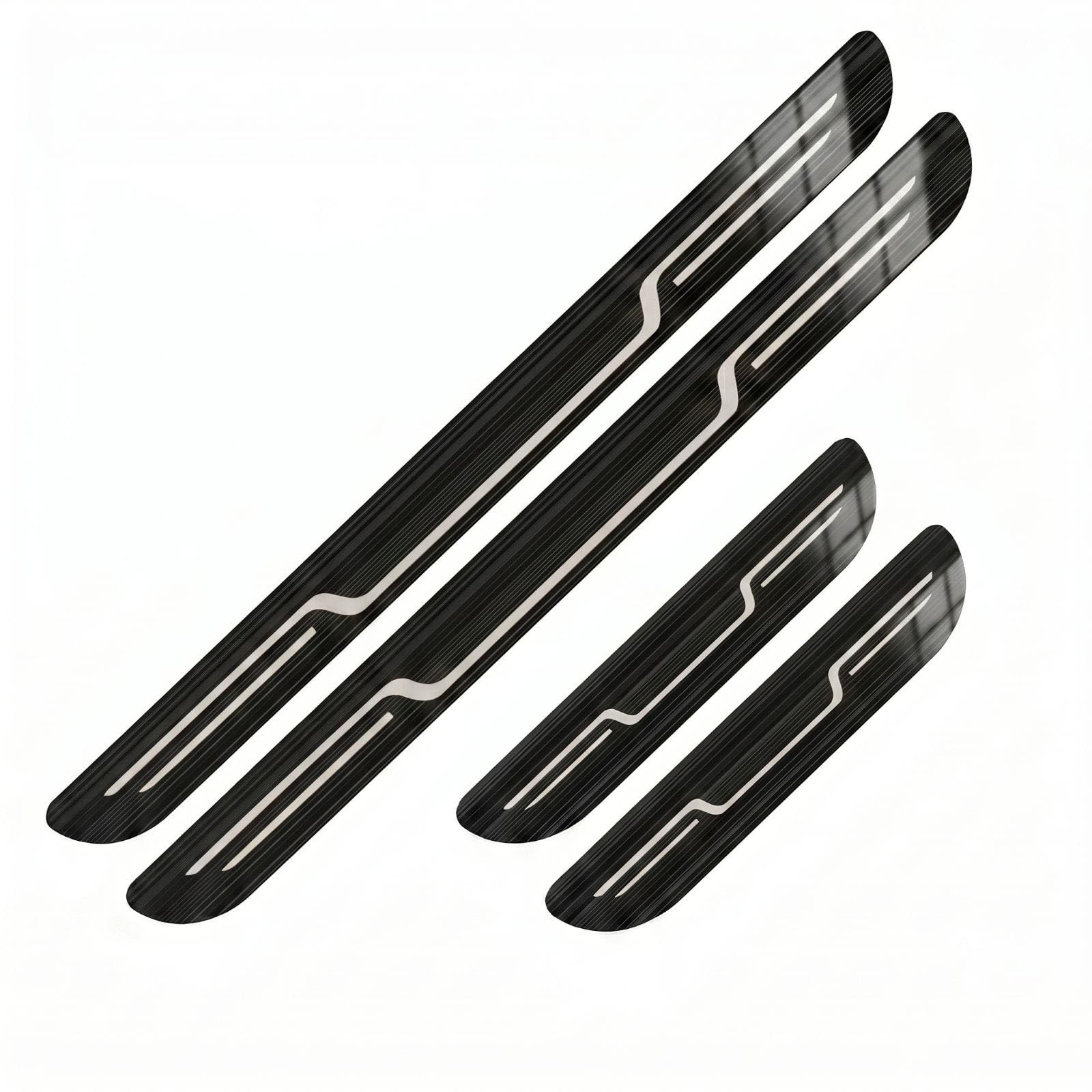 CHEAJYQA for Peugeot Rifter 2018-2026 Car Door Sill Protectors, Car Scuff Plates, 4 Piece Anti Scratch Door Sill Guards, Auto Entry Step Covers, Adhesive Protectors, Black Titanium Brushed