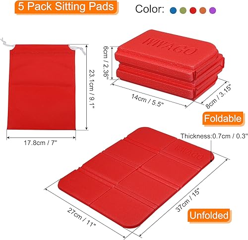 Miniatura 2 de PATIKIL Asiento de cojín plegable, paquete de 5 almohadillas de camping de 15 x 11 pulgadas, impermeable, espuma XPE, alfombrillas para sentarse al