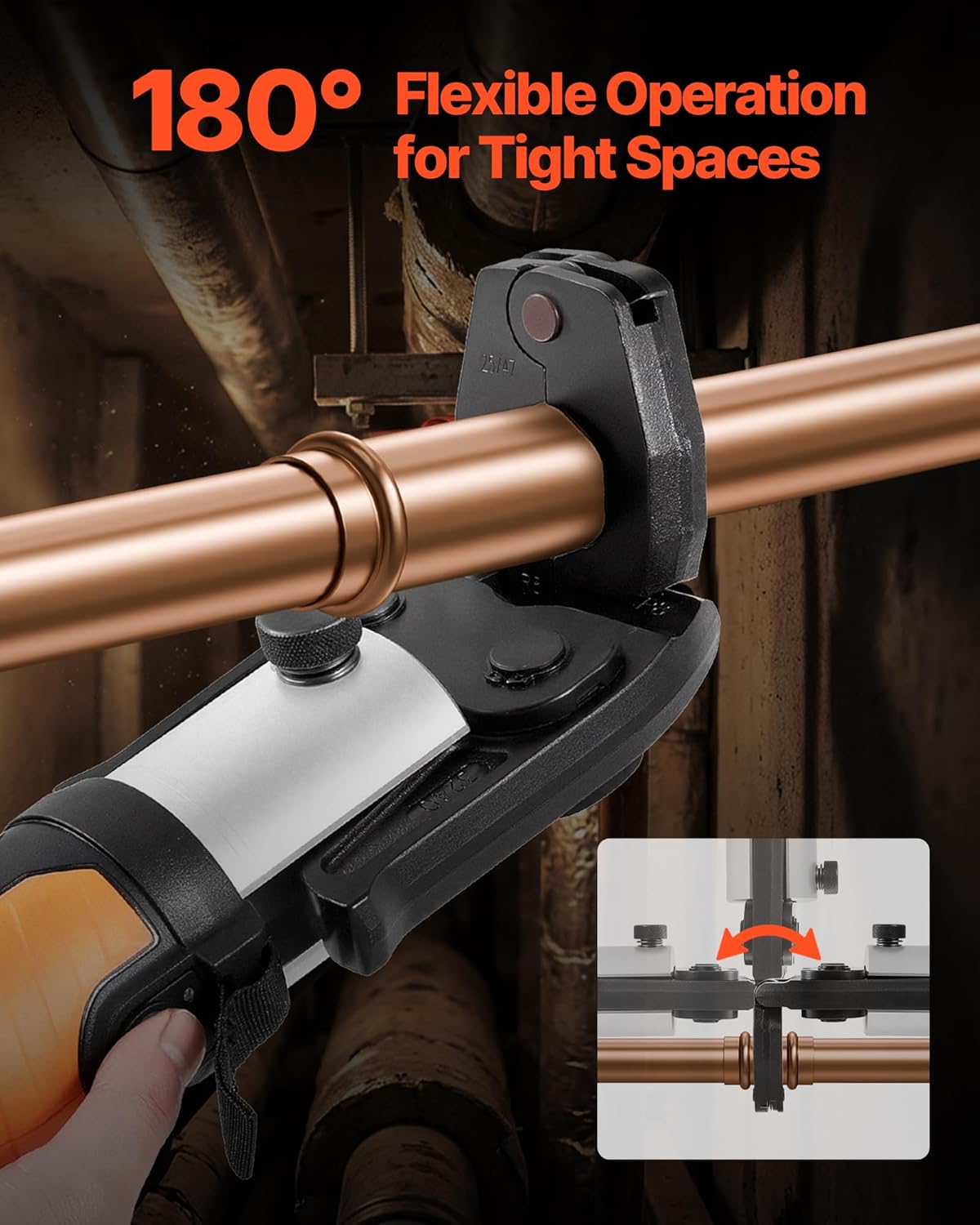 VEVOR 5PCS ProPress Pressing Kit for Standard Series Press Tools, 4PCS Press Rings (1/2", 3/4", 1", 1-1/4") & R8 Actuator for ProPress Copper Pipes, Compatible with 32KN Press Tools for 180° Operation