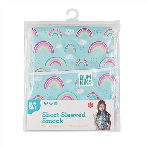 Miniatura 6 de Bumkins Bata de manga corta, reutilizable, impermeable, para niñas y niños de 3 a 7 años, delantal de pintura para niños, artes, manualidades y