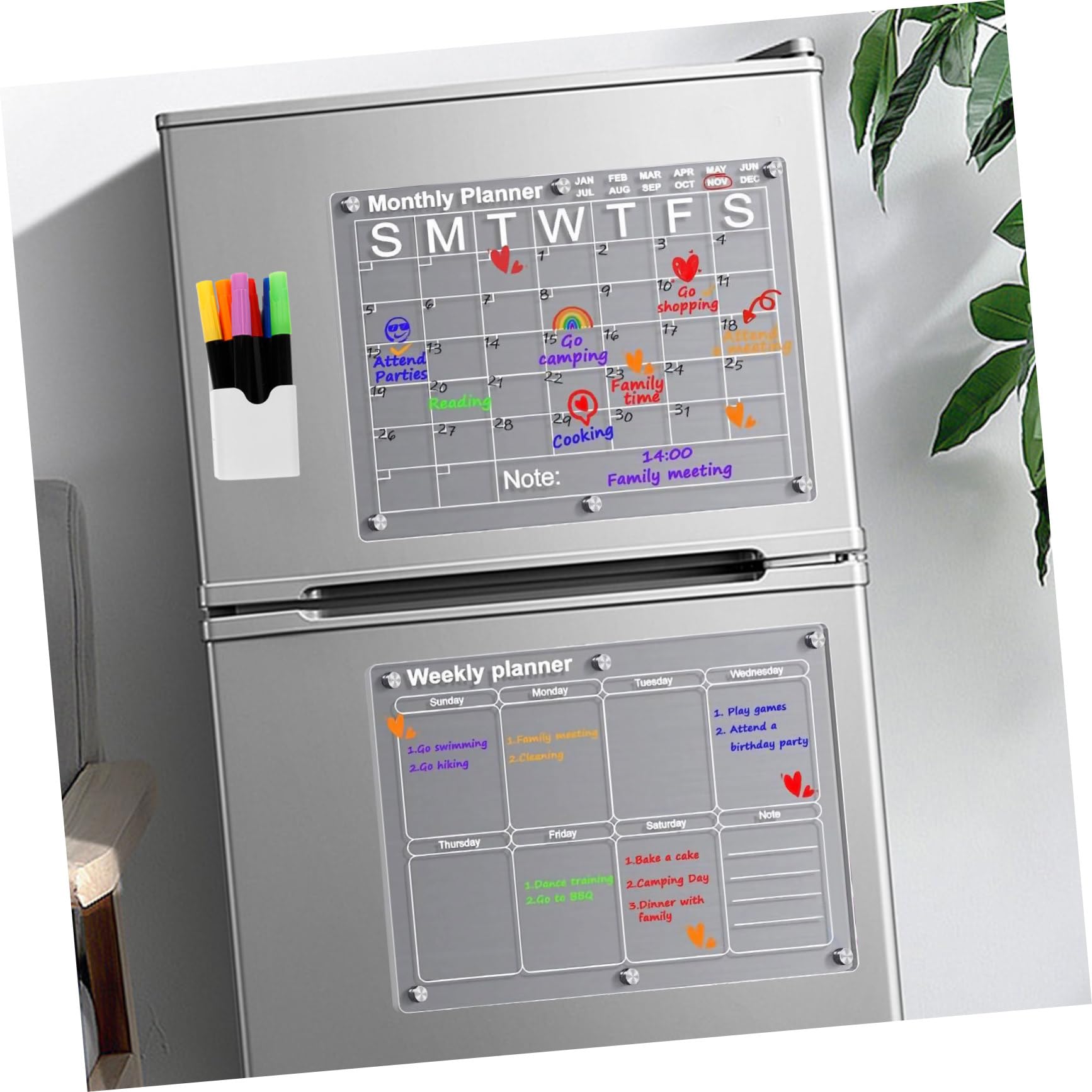 MAGICLULU Calendario Magnético Para Refrigerador Pizarra Acrílica De Borrado En Seco Planificador Mensual Y Semanal
