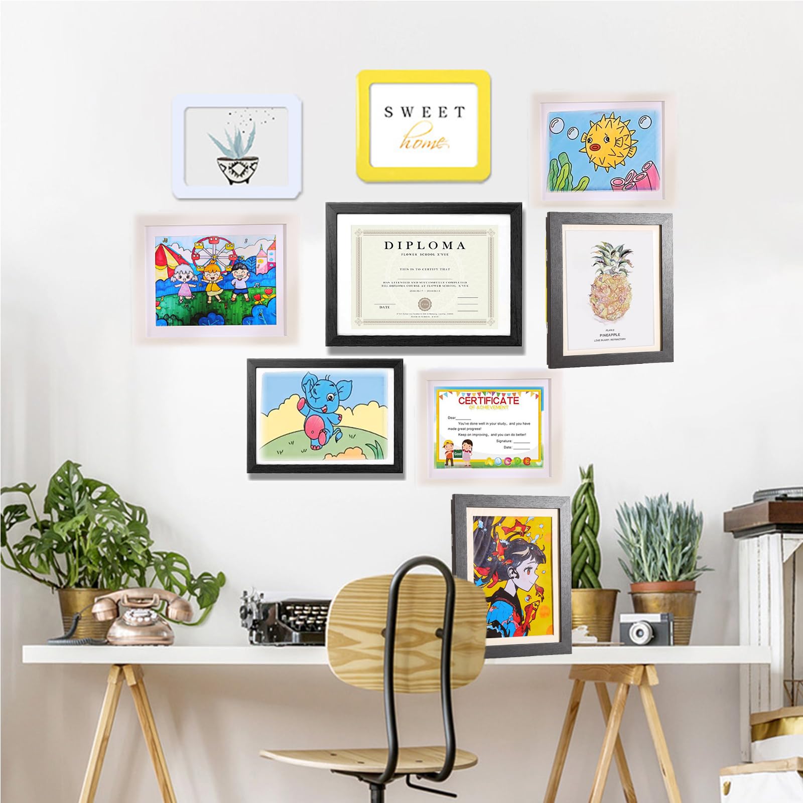 Cadre A4 THDUJAYJAY Cadres D'art Pour Enfants De 21,6 X 27,9 Cm, Ouverture  Sur Le Devant, Cadre D'art Modifiable Pour Enfants, Peut Contenir 50 à 100  œuvres D 'art Pour Enfants, Dessins,, image size:1600x1600