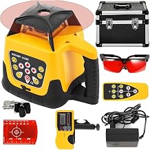 MAHWER Nivel láser rotativo, Haz Rojo, autonivelante, línea Cruzada Horizontal y Vertical, Nivel láser automático, Herramientas eléctricas