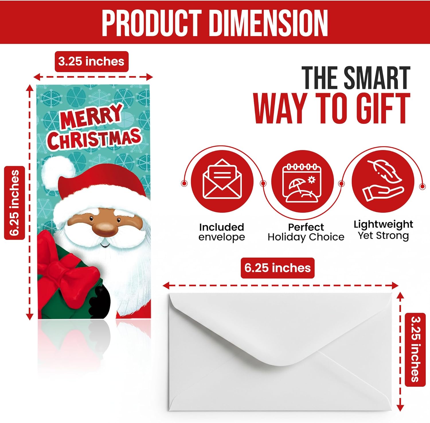 Iconikal 30-Count African American Black Santa Christmas Gift Card Holders with Envelopes, Holiday Money Cash Check - Image 5