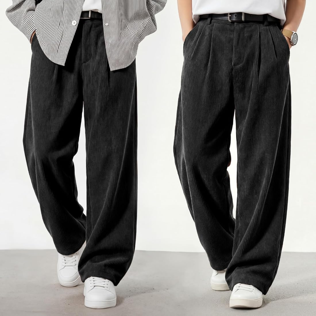 Buy Heyfanee Mens Baggy Corduroy Pants Vintage Casual Pants with