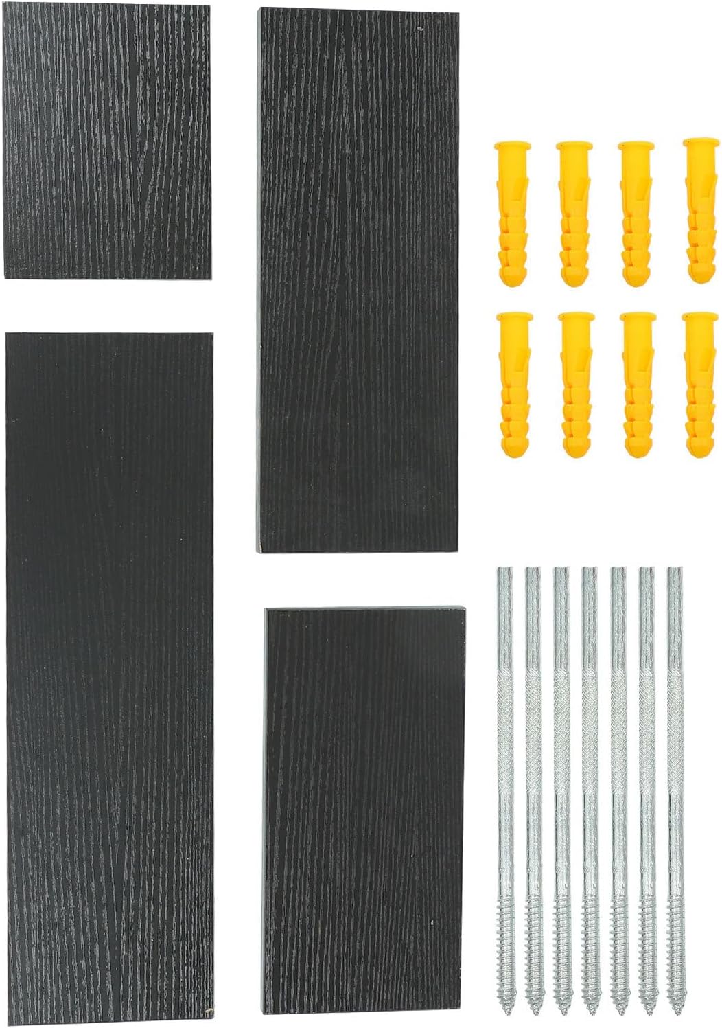 4pcs Black Wall-Mounted Floating Storage Shelves Decorative Rack Household Sundries Holder for Living Room Bedroom Home Organization