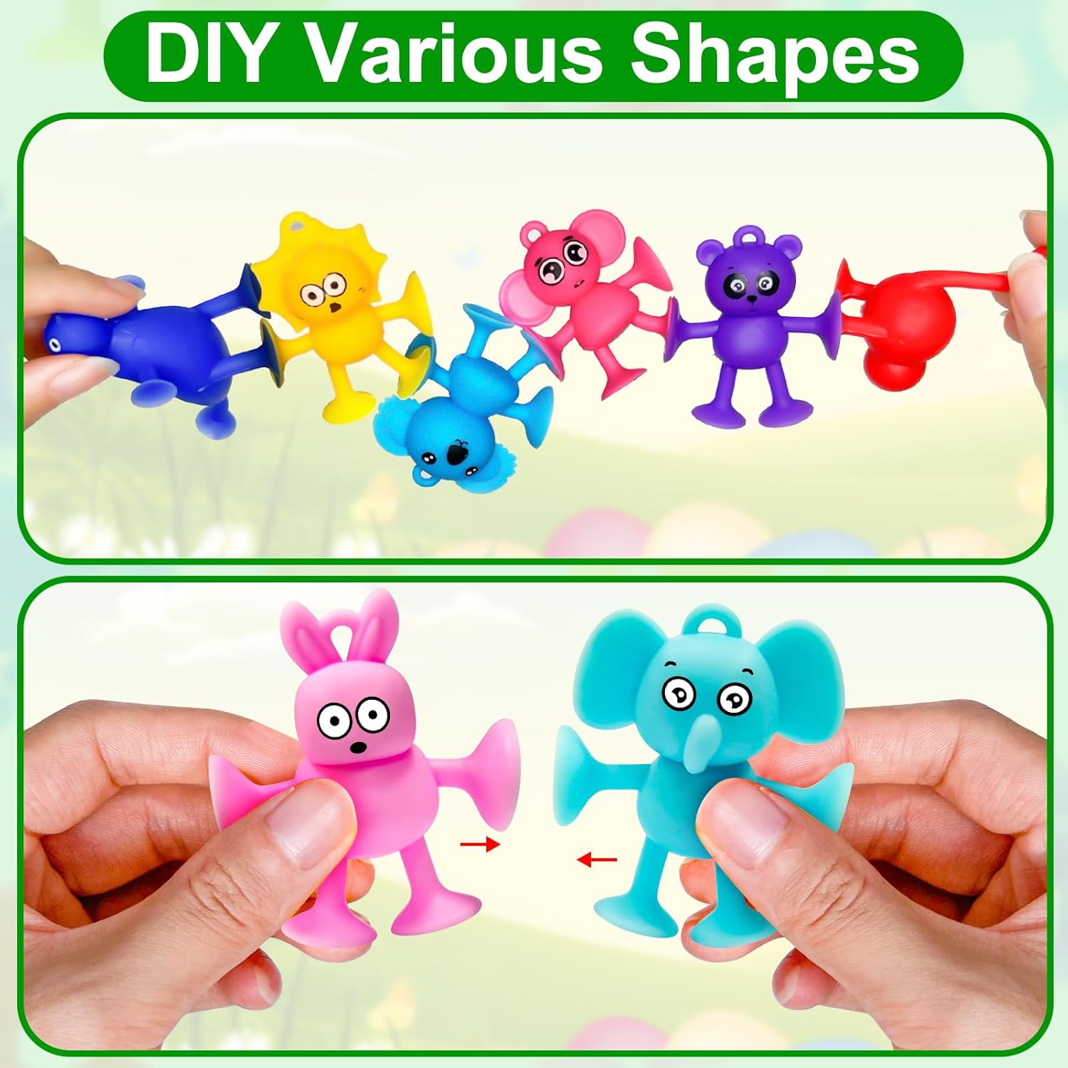 AMENON 24 Pack Large Prefilled Easter Eggs Animals Suction Cup Toys Easter Basket Stuffers Fidget Stress Relief Window Bath Toys Filled Surprise Egg Party Favors Kids Toddler Gifts Hunt - Image 4