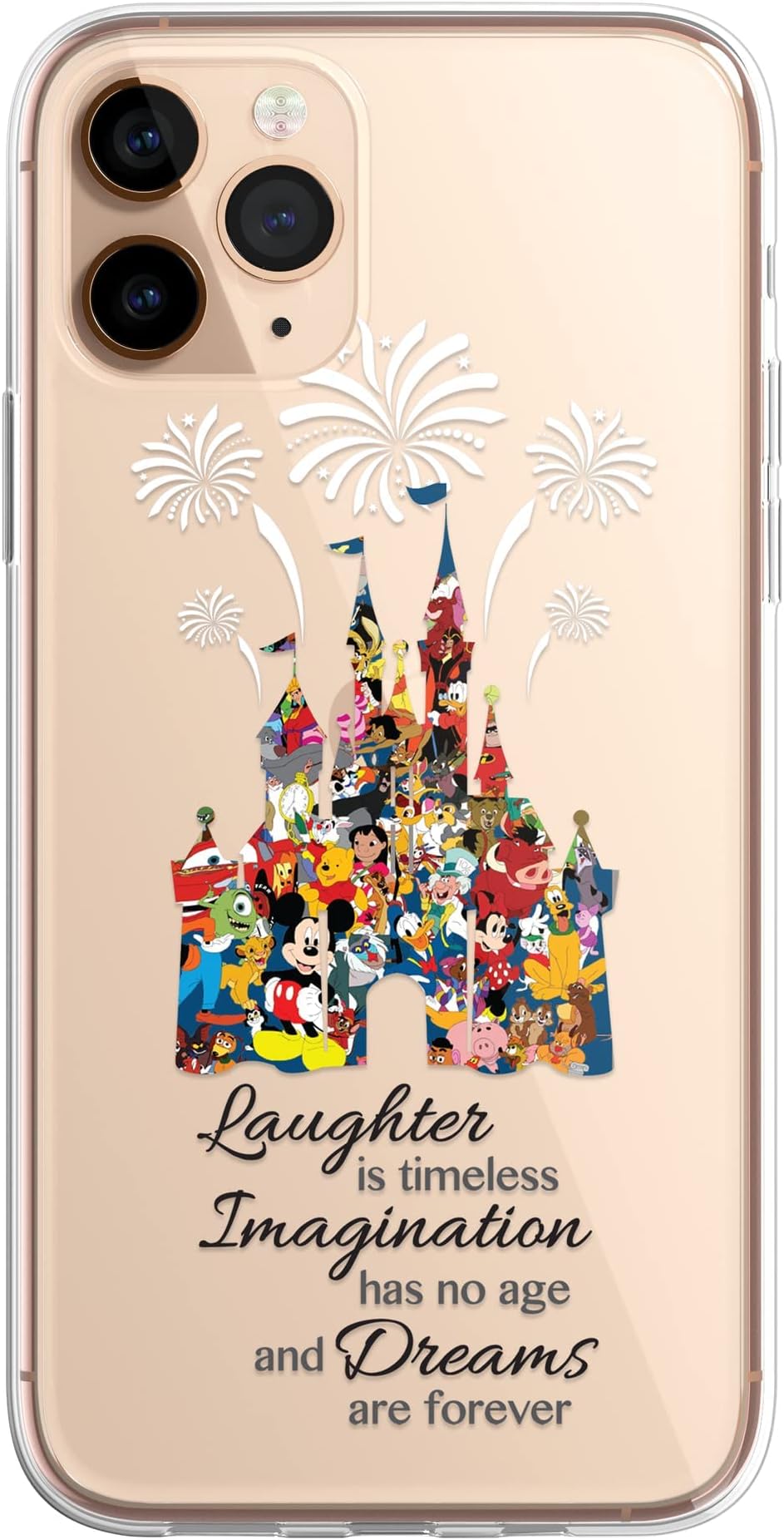 SmartGiftShop Cartoon Movie Character Fan Art CLEAR Flexible TPU Cover Case for iPhone 14 - Disney Castle Design