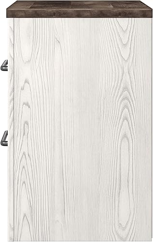 Miniatura 9 de Signature Design by Ashley Gerridan Coastal - Mesita de noche con 2 cajones, 24.72 pulgadas de alto, color blanco/gris Blanco de dos tonos,Marrón