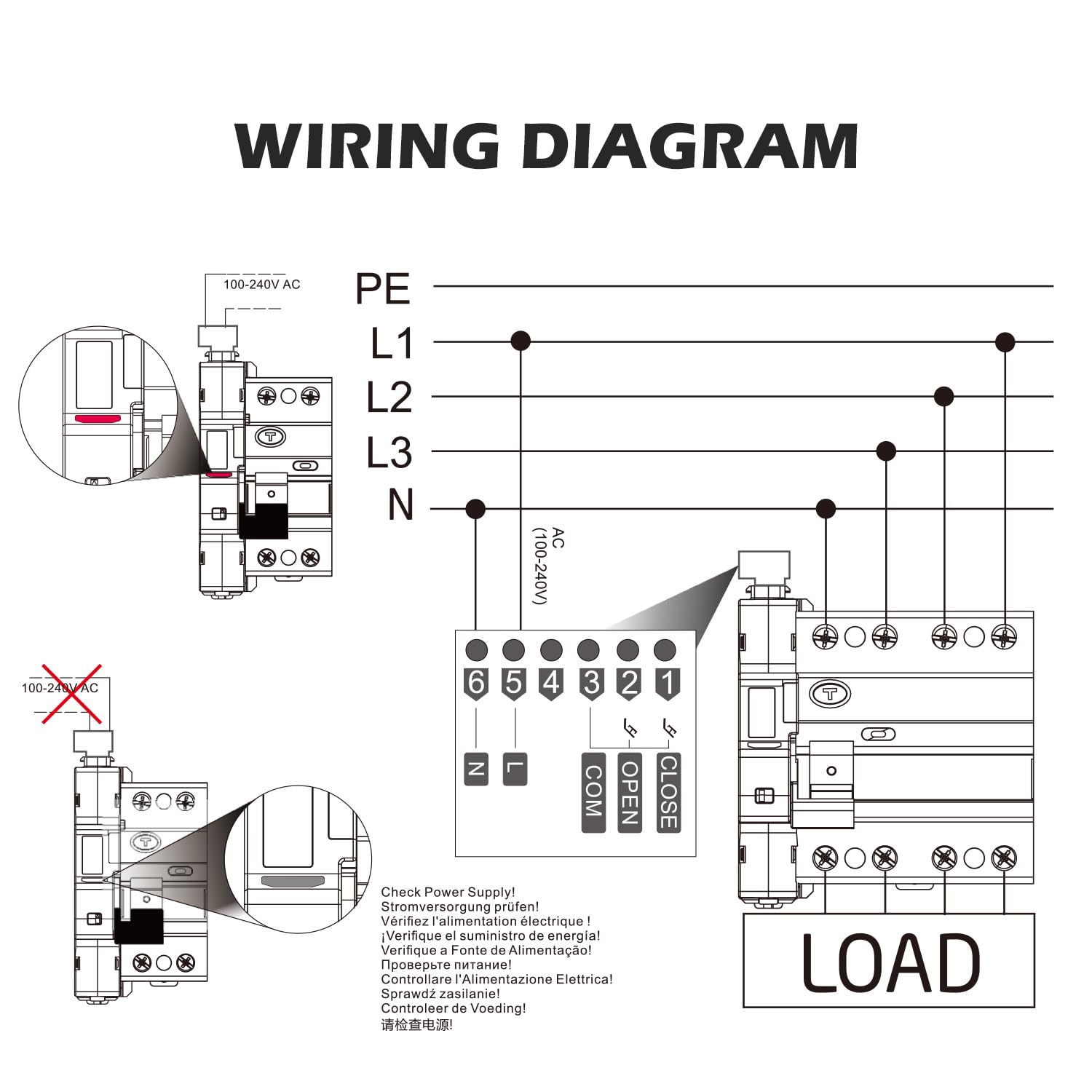Tissting Interruttore Differenziale Autoreclosing 4P Display Digitale - Protezione Automatica RCD RCCB per Impianti Fotovoltaici Domotica e Stazioni Ricarica Veicoli Elettrici (40A)