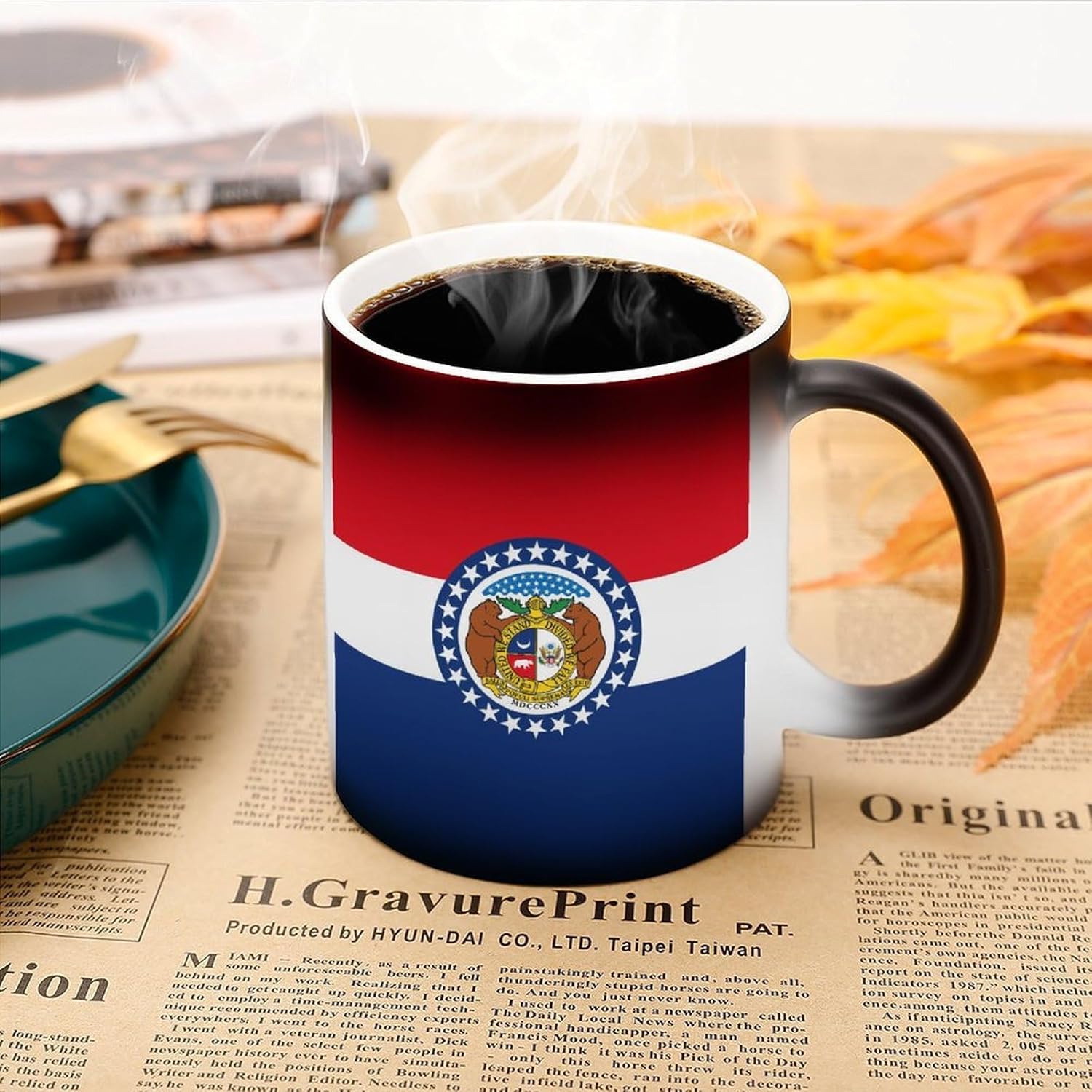 Missouri State Flag Funny Color Changing Coffee Mug Ceramic Magic Cup Personalized Discoloration Tea Mugs