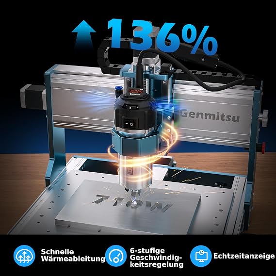 Genmitsu 3030-PROVer Ultra CNC Metal Milling Machine CNC Engraving Machine for All Metals with Powerful 710W Spindle ±0.03mm High Precision for Aluminum and Acrylic Engraving