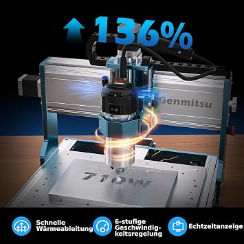 Genmitsu 3030-PROVer Ultra CNC Metal Milling Machine CNC Engraving Machine for All Metals with Powerful 710W Spindle ±0.03mm High Precision for Aluminum and Acrylic Engraving
