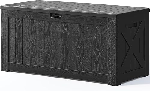 Vista 79 de Patiowell 30 Gallon Resin Deck Box, Outdoor Storage Box for Patio Furniture, Deliveries, Pool Supplies,Waterproof and Lockable, Grey