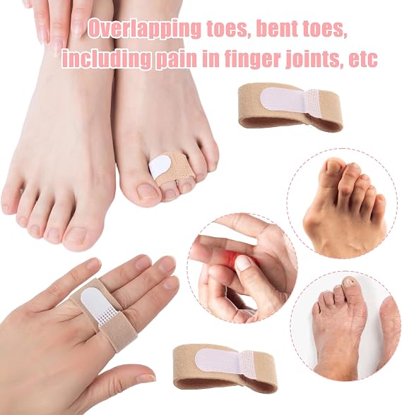 8PCS Hammer Toe Straightener Broken Toe Wraps Splint Bandages Hammer Toe Splints Hammer Toe Straighteners Non-Slip Toe Cushioned Bandages for Hammer Toes Broken Toes Crooked Toes & Overlapping Toe