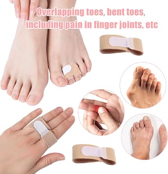 8PCS Hammer Toe Straightener Broken Toe Wraps Splint Bandages Hammer Toe Splints Hammer Toe Straighteners Non-Slip Toe Cushioned Bandages for Hammer Toes Broken Toes Crooked Toes & Overlapping Toe