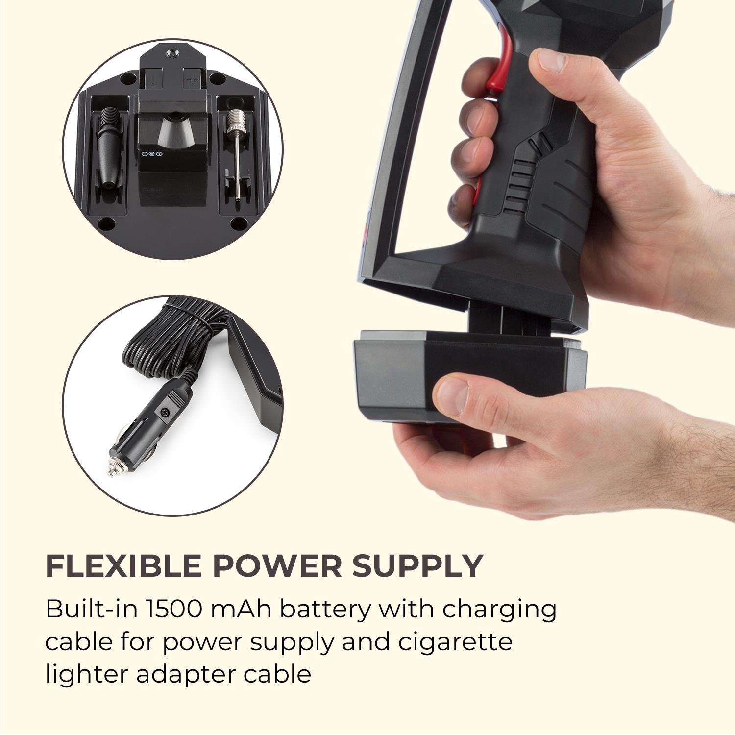 Waldbeck AirBuddy - Pompe à air sur Batterie, compresseur, Pompe