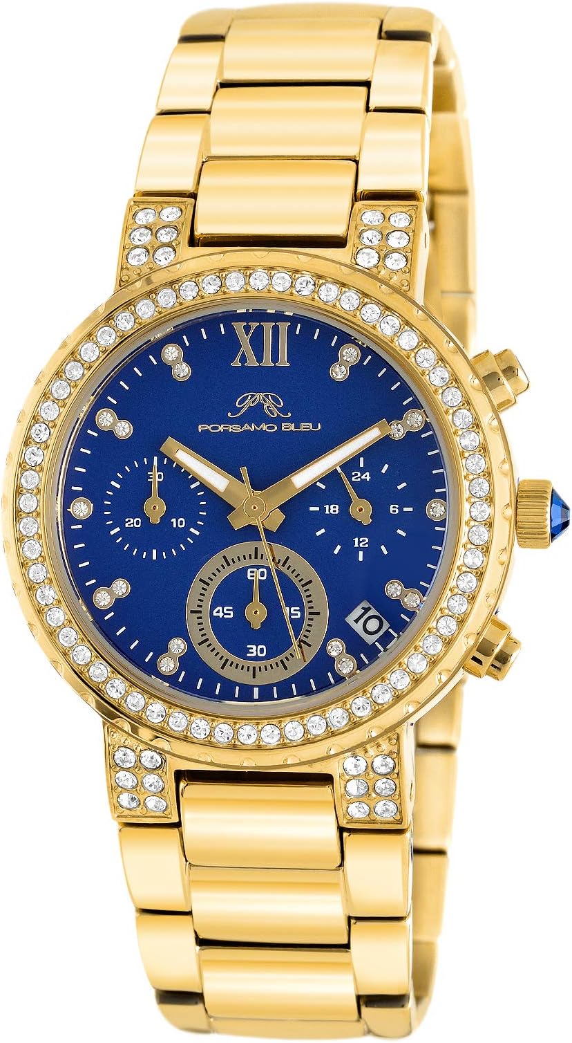 Porsamo Bleu Women's 502BPIS Pilar Gold Tone/Blue Stainless Steel Watch