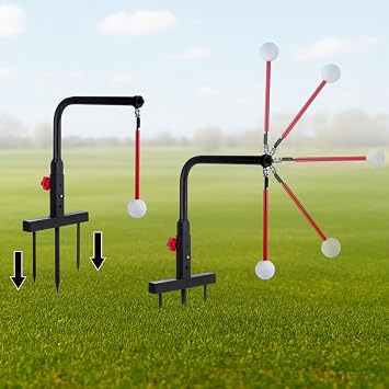 Golf Swing Trainer for Outdoor, Golf Swing Trainers Aid Golf Practice Swing,3 Adjustable Heights Golf Training Aids Automatic Ball Return Golf Swing Training Aid for Strength