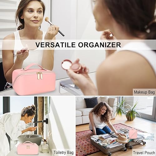 Miniatura 5 de CCidea Bolsa de cosméticos de viaje de gran capacidad, bolsa de maquillaje para mujeres y niñas, bolsa de cosméticos portátil de nailon impermeable,