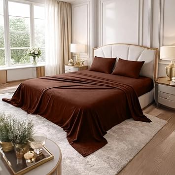 DAN RIVER Twin XL Jersey Sheet Set | Luxury 100% Cotton Bed Sheets | T-Shirt Sheets | All Season Bedding | Soft Comfortable Deep Pocket Jersey Cotton Bed Sheets (3Pc, Twin XL, Brown)