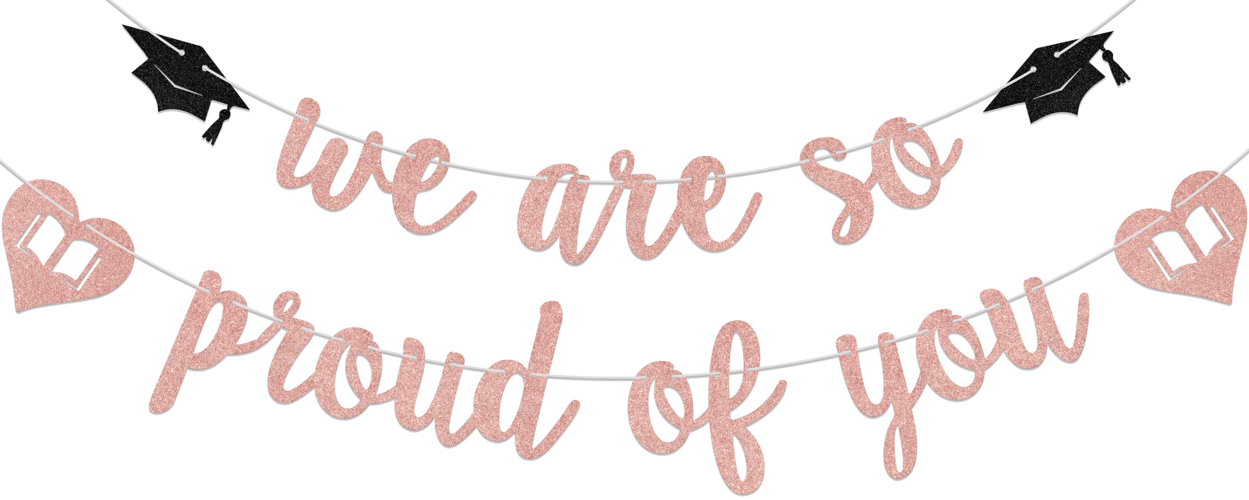 We Are so Proud of You Banner Congratulations Banner Class of 2025 Graduation Party Decoration Rose Gold Glitter