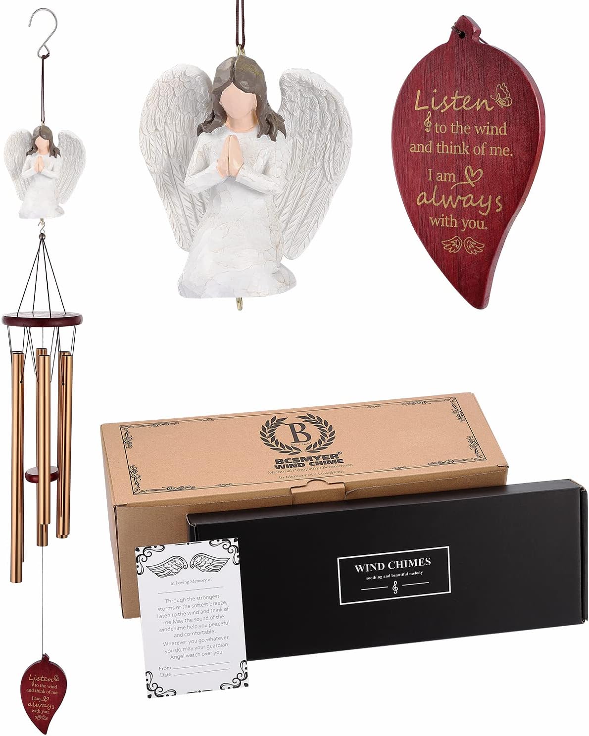 BCSmyer Angel Memorial Wind Chimes for Loss of Loved One
