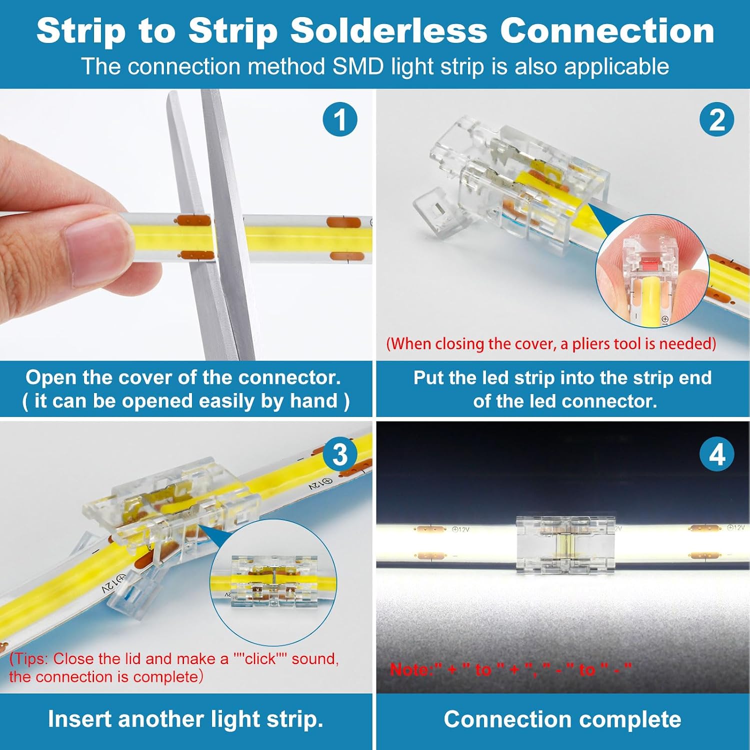 20P 2Pin Strip-to-Strip LED Connector for 10mm COB/SMD LED Strip image 4