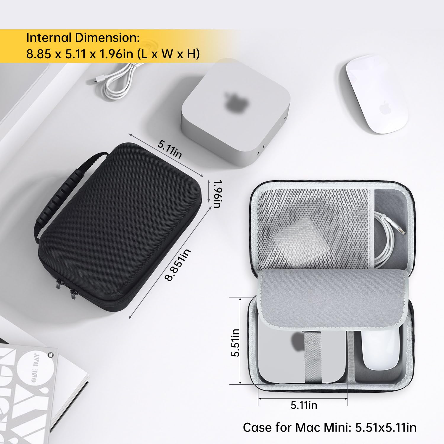 Hard Travel Case Compatible with Apple 2024 Mac mini M4/M4 Pro Desktop Computer Bag, 2024 Mac mini M4 / 2024 Mac M4 Pro Protective Carrying Case Protector, Black