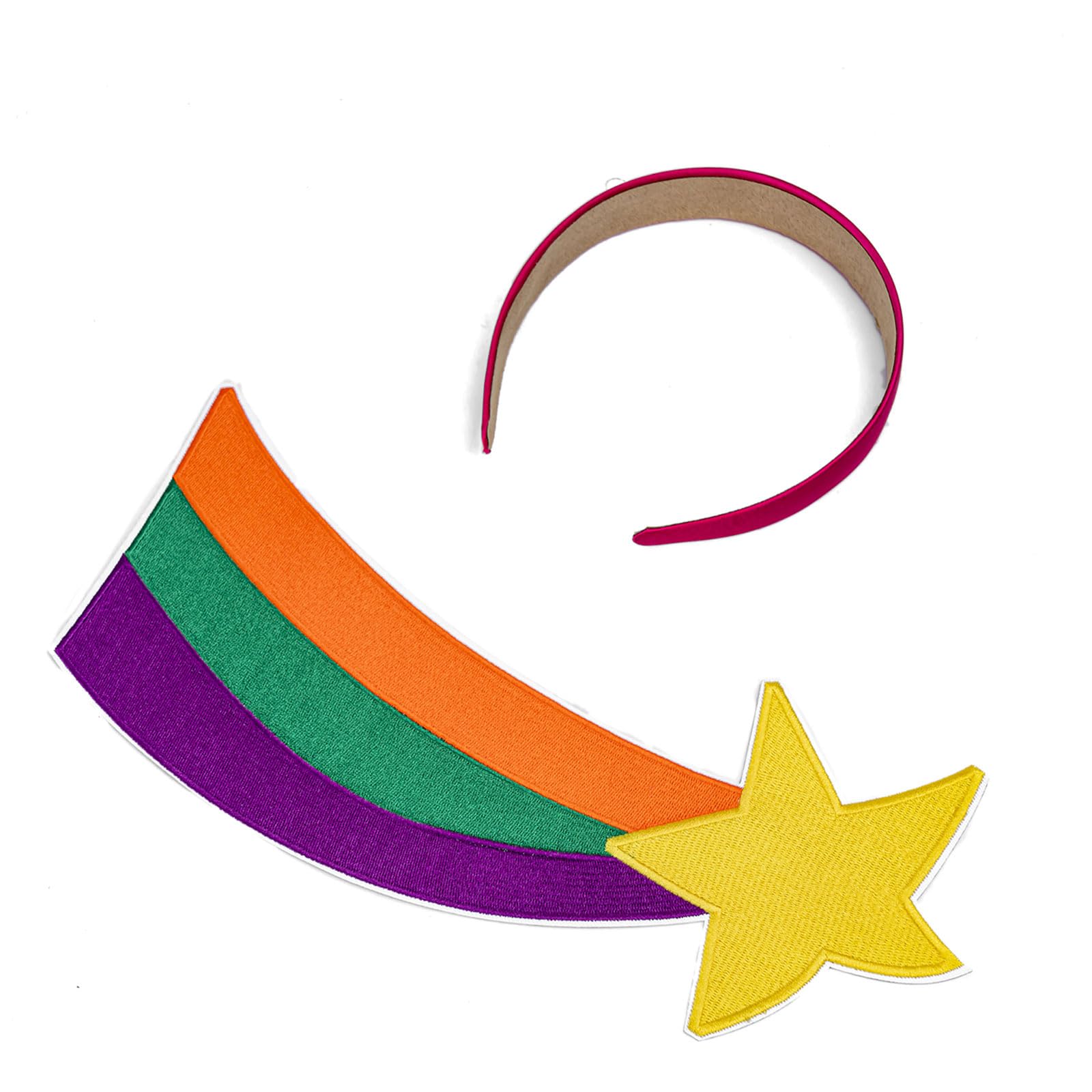 LIXNRECE Star with Rainbow Patch and Pink Satin Headband for Halloween Costume Accessories (Star Patch + Head band)