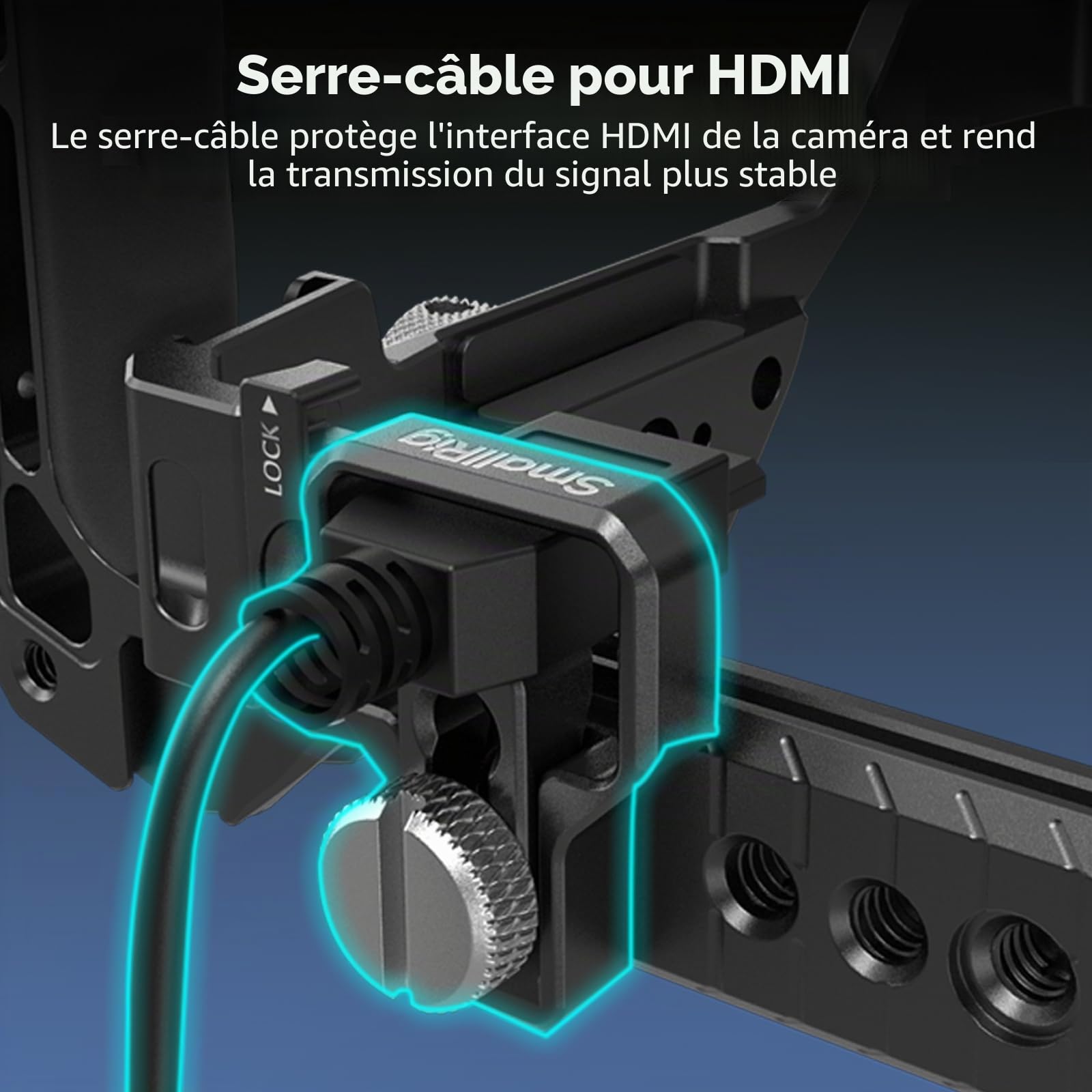 SMALLRIG Kit de Cage à Libération Rapide HawkLock pour Sony Alpha 7R V/Alpha 7 IV/Alpha 7S III/Alpha 1 / Alpha 7R IV/Alpha 7 V, Cage Complète avec Poignée Supérieure et Pince de Câble - 3668C