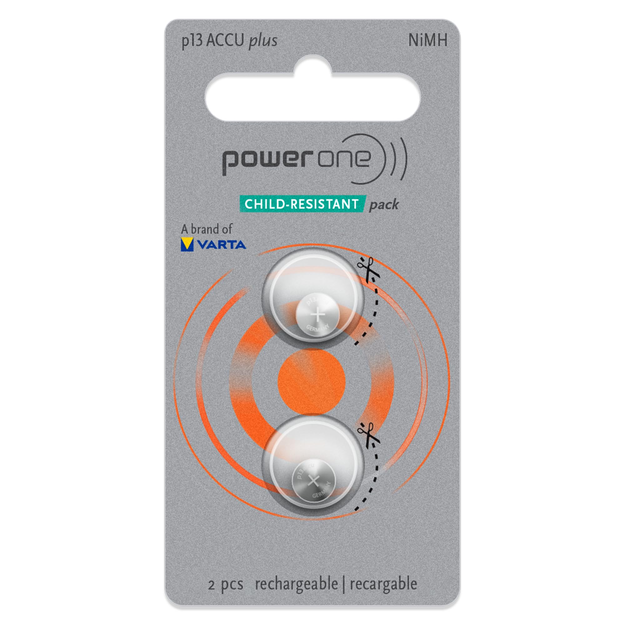 Powerone Accu 13 Wiederaufladbare Hörgeräte Batterien Größe 13