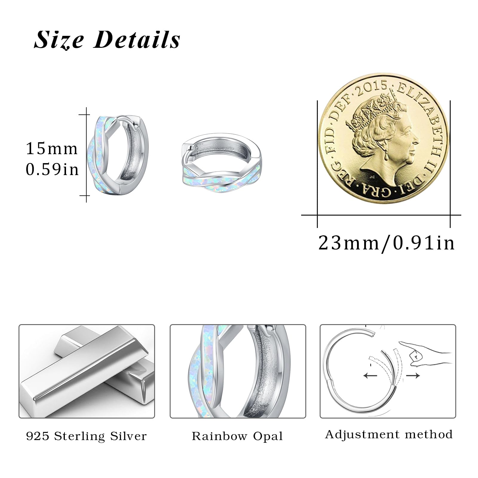 Muttertagsgeschenke für Mama Mehrfarbig Opal Ohrringe Creolen Silber 925 Klein Opal Schmuck Geschenke für Damen Frauen Mädchen