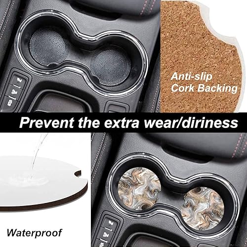 Miniatura 3 de Portavasos de cerámica para automóvil para mujereshombres, portavasos absorbentes para automóvil con muesca de dedo de 2.56 pulgadas, paquete de 2,
