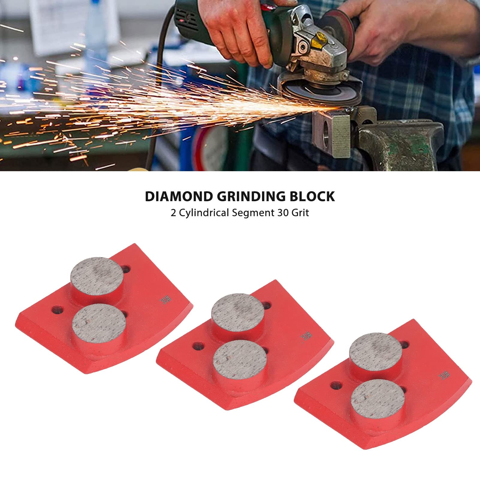 Oumefar Bloques de Pulido de Diamante de Grano 30, 3 Piezas, Bloque de